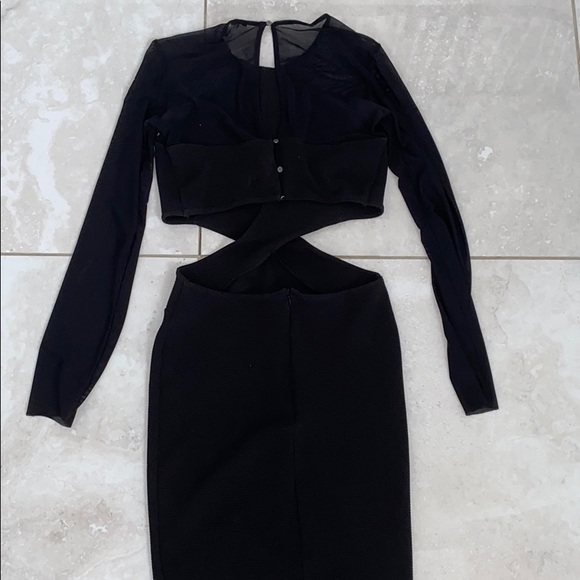 TFNC London Black Cut-Out Dress with Mesh Details - Picture 8 of 8